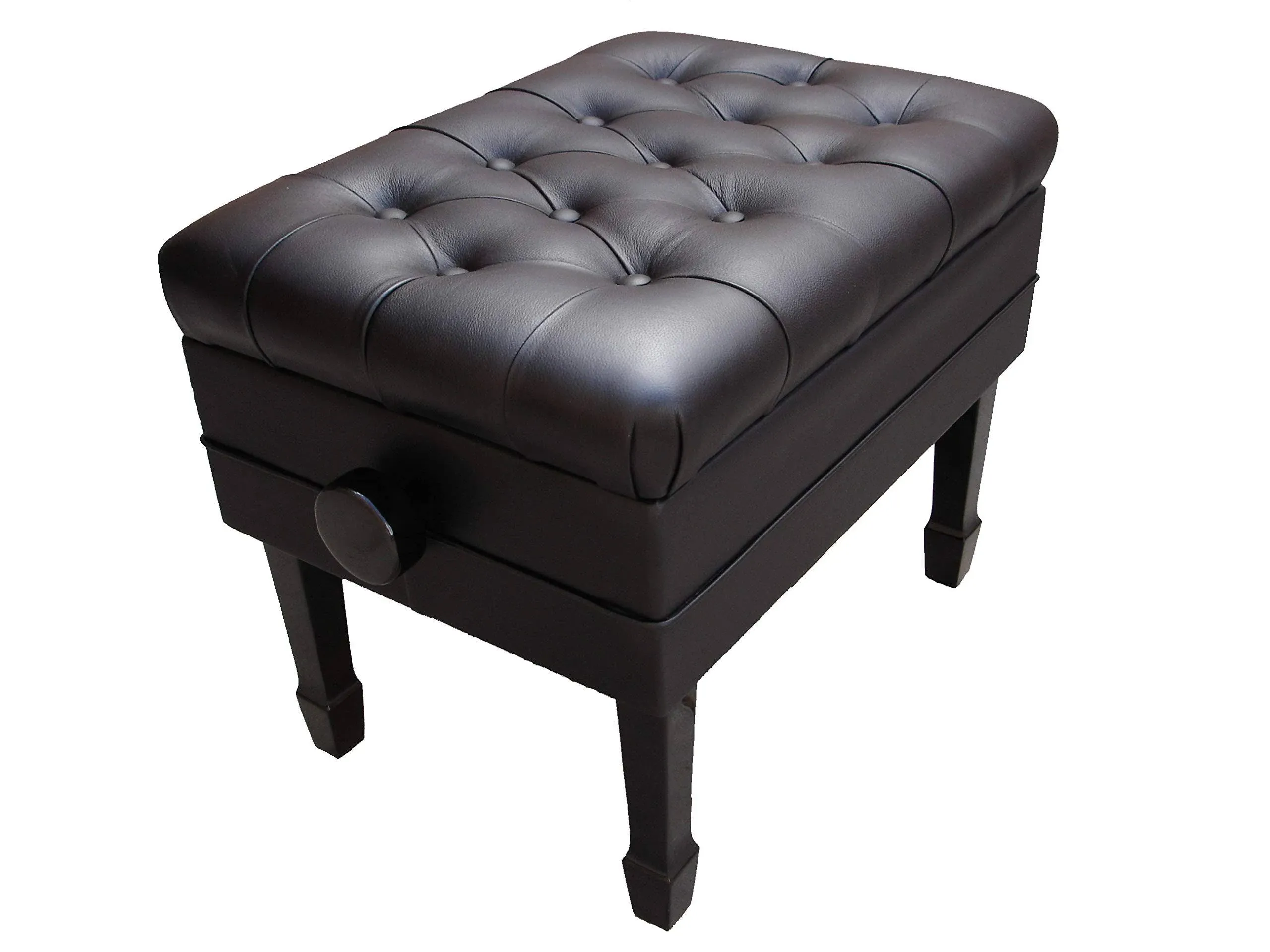 GENUINE LEATHER Ebony High Polish Adjustable Artist Piano Bench/Stool/Ch<wbr/>air