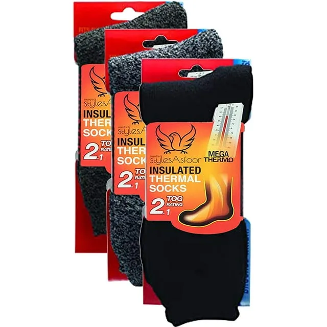 UNIQUE STYLES ASFOOR 3 Pack Thermal Heated Hiking Socks for Men