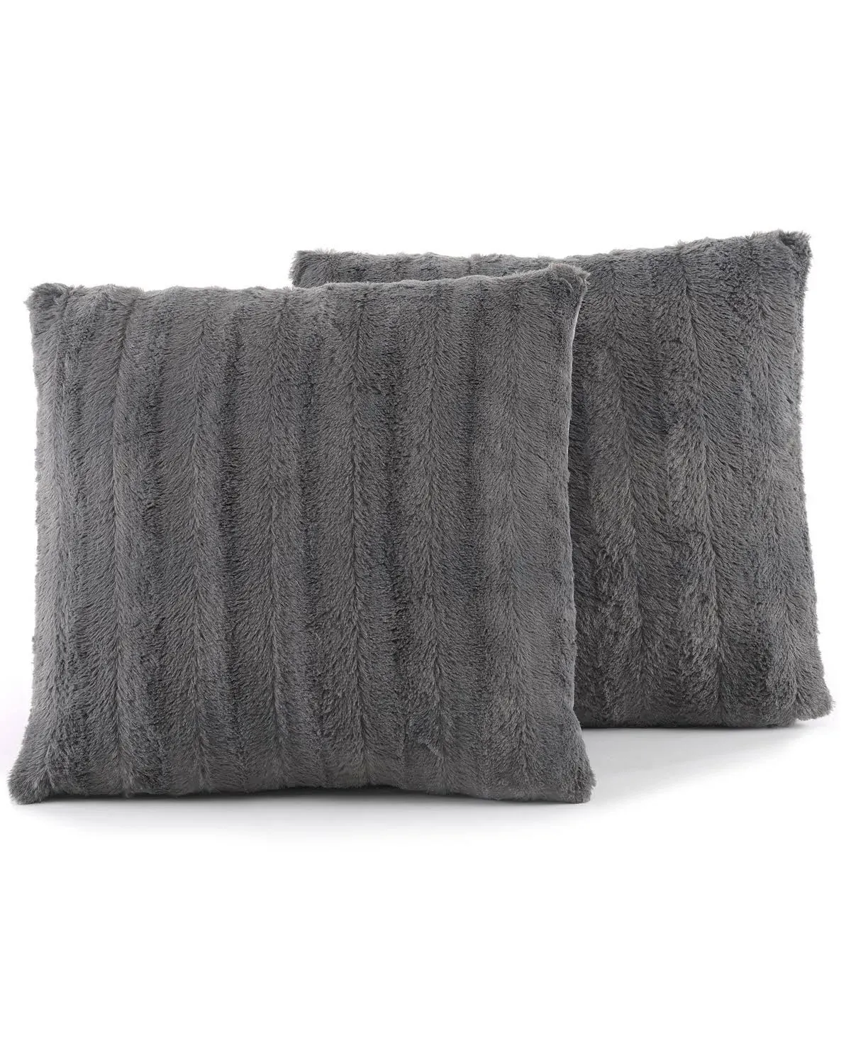 Cheer Collection Ultra Cozy Faux Fur Microplush Decorative Reversible Throw Pillows - 2 Pack - Maroon / 12" x 20"