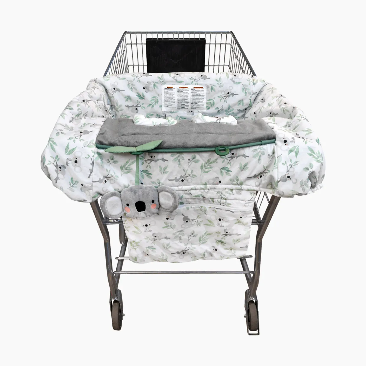 Boppy Preferred Shopping Cart and High Chair Cover with Storage Pouch, Gray Green Koalas with Changeable SlideLine Toy, Plush Minky Seat, 2-point Safety Belt, Wipeable & Machine Washable, 6-48 months