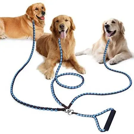 PETBABA 3 Dog Leash, 4.6ft Triple Coupler with Reflective Safety at Night, Mu...