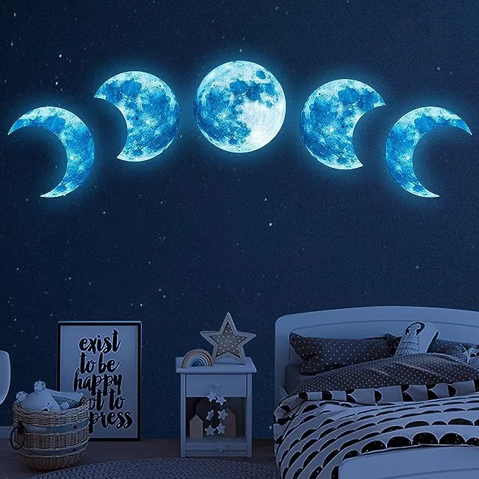 Sinekong Glow in The Dark Moon Wall Decals