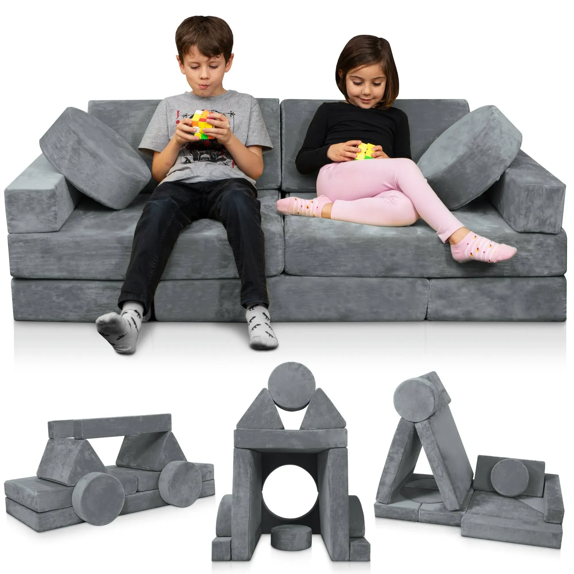 Lunix LX15 14pcs Modular Kids Play Couch, Child Sectional Sofa, Fortplay Bedroom ...