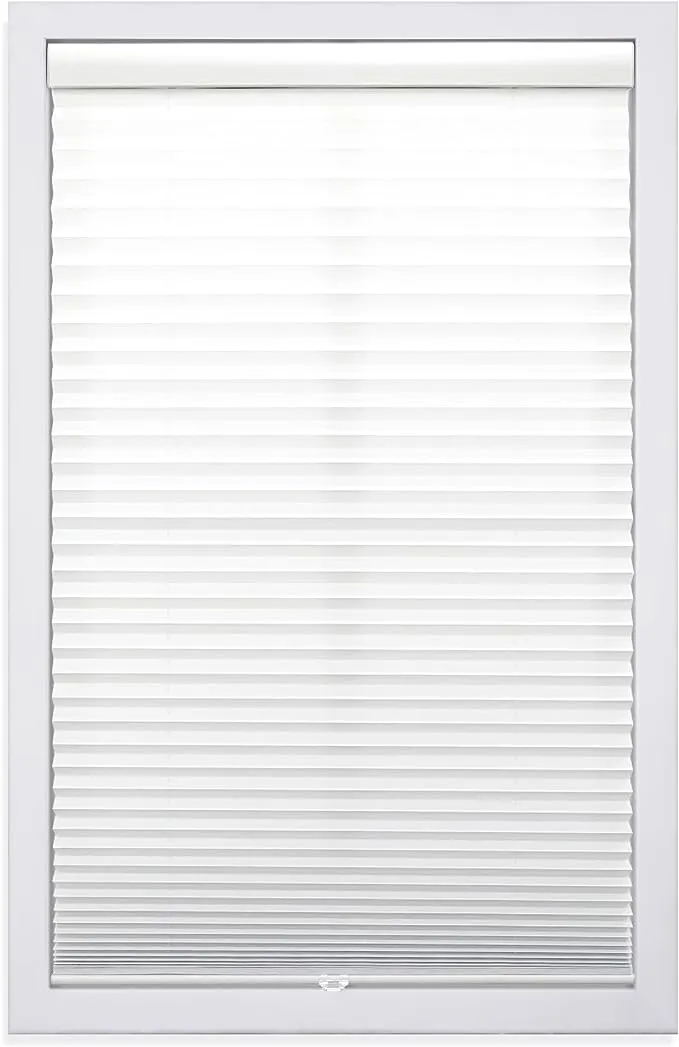 Regal Estate, 1 inch Cordless Light Filtering Pleated Shade, White, 70W x 64L