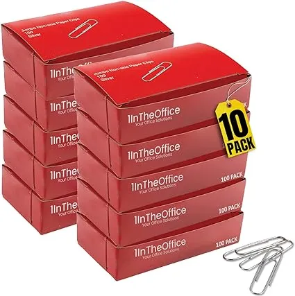 Staples® Jumbo Paper Clips, Nonskid, 100/Box, 10 Boxes/Pack (A7026606/72577)