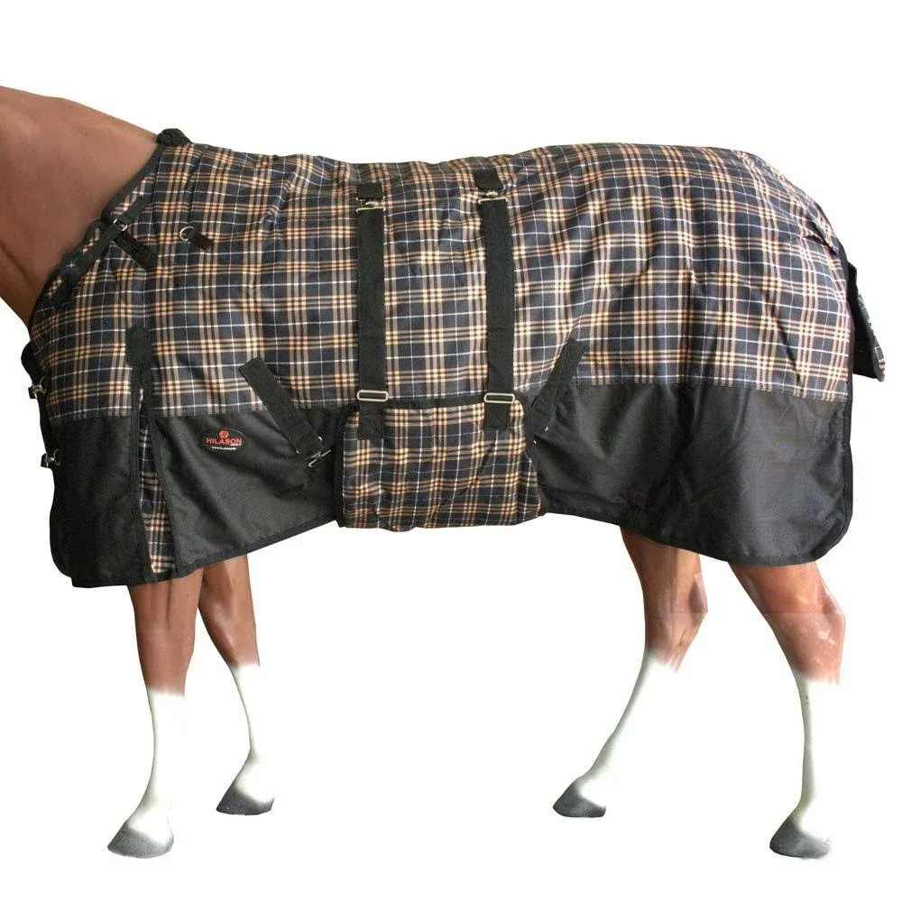 72" Hilason 1200D Winter Waterproof Turnout Horse Blanket Belly Wrap Plaid