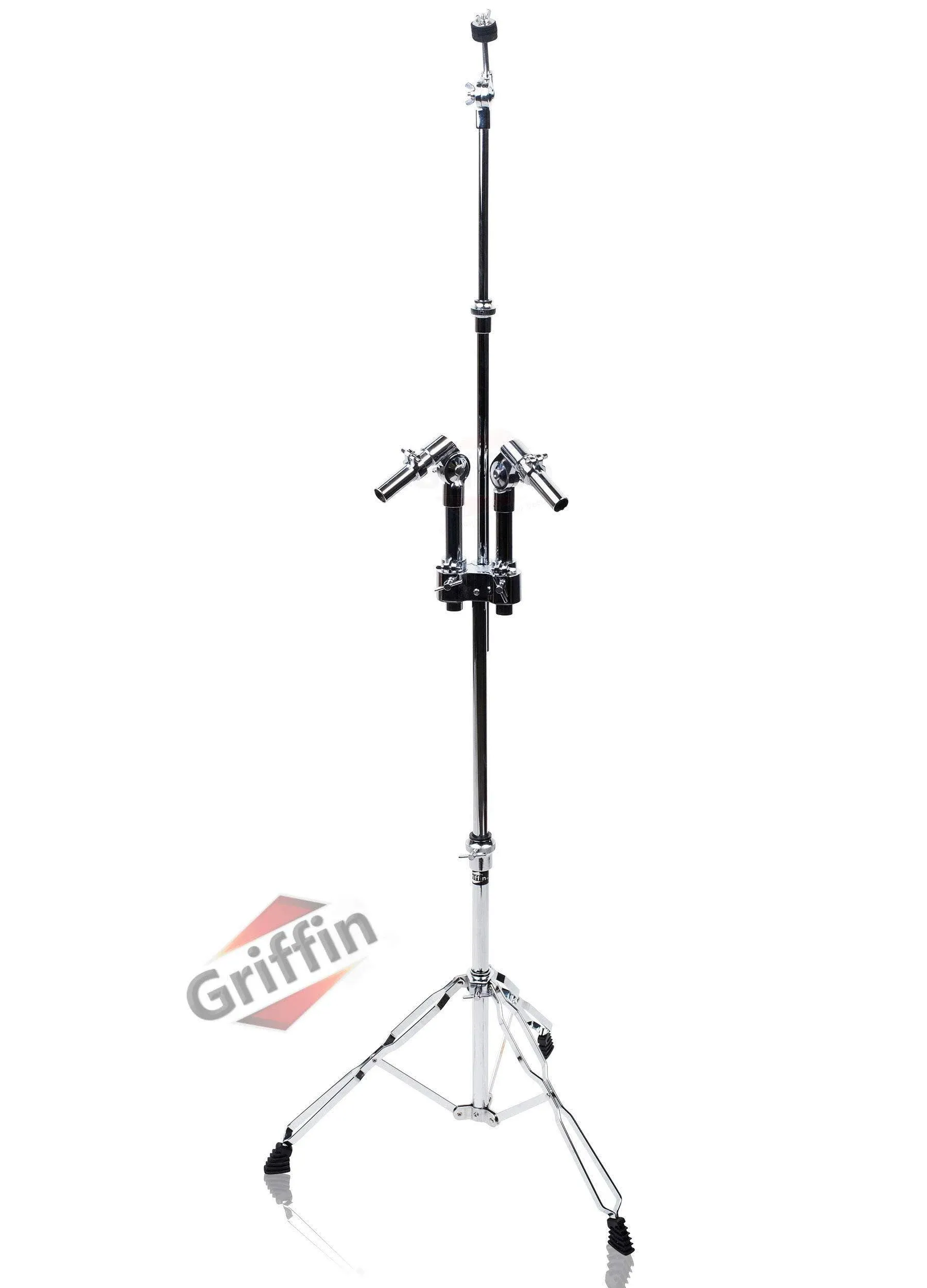 Double Tom Drum Stand - GRIFFIN Cymbal Holder Mount Arm Duel Percussion Hardware