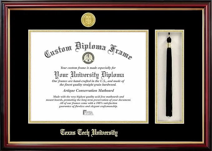 Campus Images TX960PMHGT "Texas Tech University Tassel Box and Diploma" Frame, 11" x 14" White