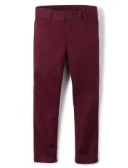 Boys Uniform Stretch Skinny Chino Pants - Redwood