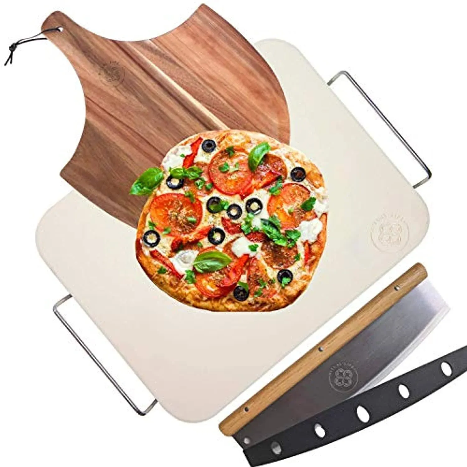 Ritual Life Pizza Stone for Oven and Grill with Wooden Pizza Peel Paddle & Pizza ...