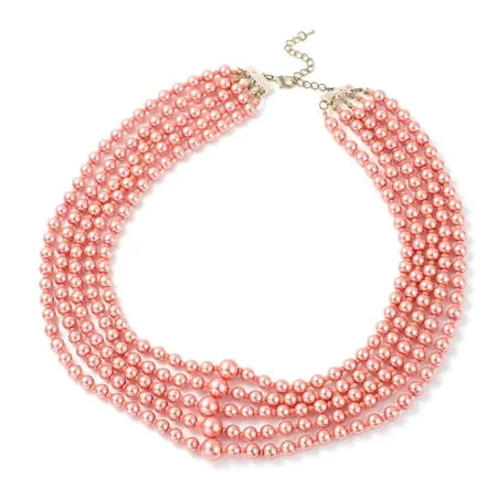 Shop LC Women Gifts Jewelry Peach Glass Charm Multi Row Beaded Necklace for Size 22 Christmas Gifts for Women