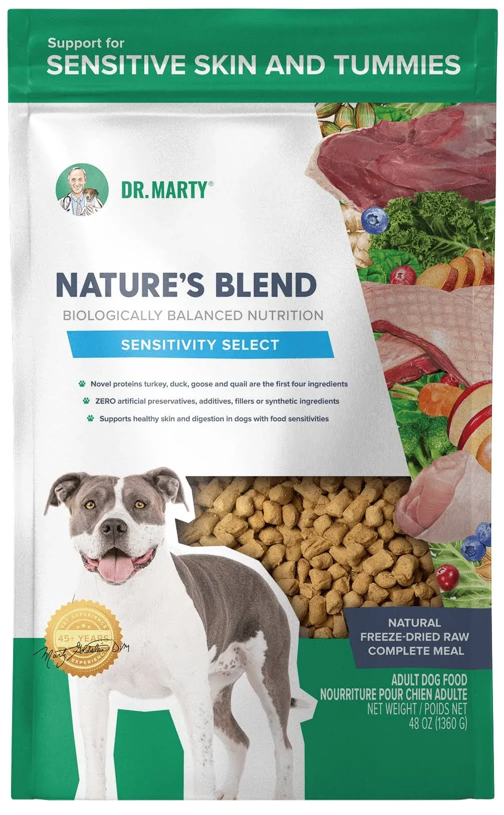 Dr Marty Nature's Blend Active Vitality Freeze Dried Senior Dog Food 48 oz