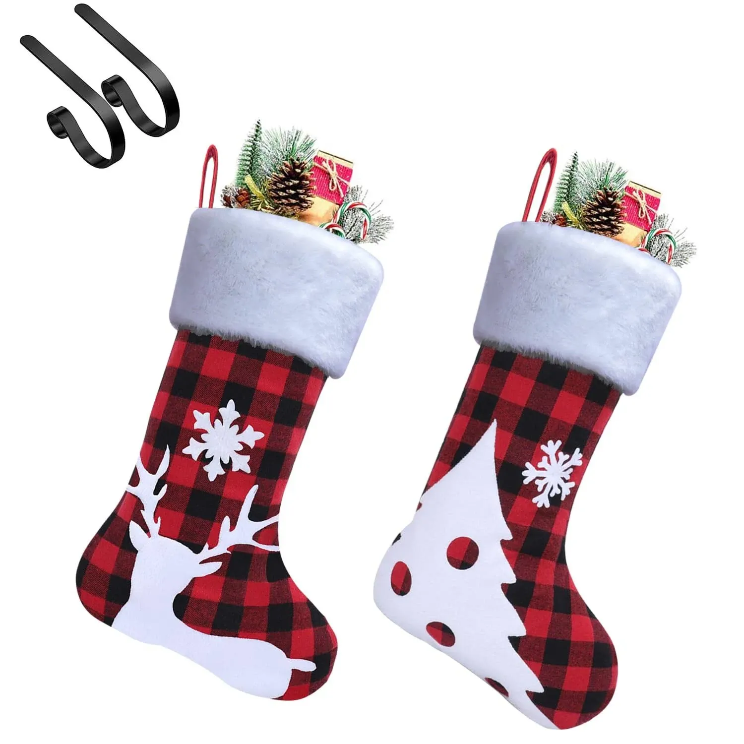 Christmas Stockings, 2pcs 18 Inches Classic Large Christmas Stockings and 2pcs ...