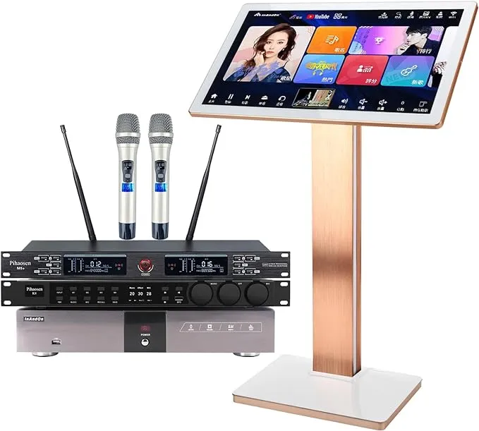 2024 Pihaosen New Chinese Karaoke Machine KV-V5 MAX Karaoke Player, with Reverb Wireless Microphone, 22-inch capacitive Touch Screen Free Cloud Download Function YouTube APP Online Play