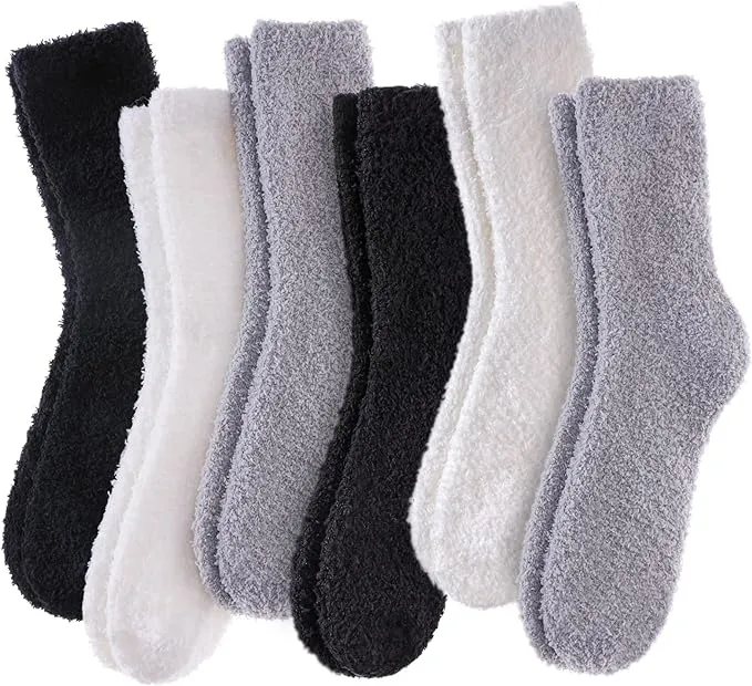 LINEMIN Womens Fuzzy Socks Cozy Fluffy Winter Warm Slipper Socks Microfiber Soft Home Sleeping Socks