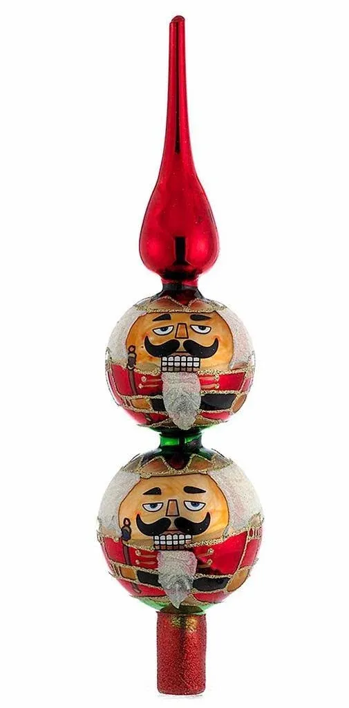 Kurt Adler Glass Nutcracker Finial Christmas Tree Topper