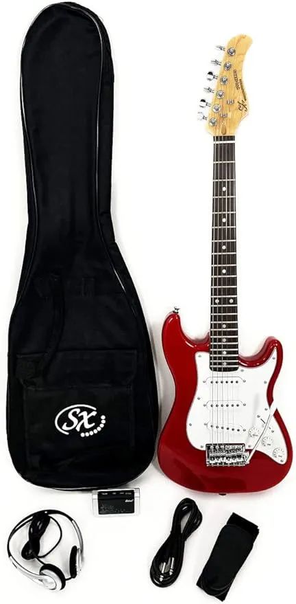 SX 1/2 Size 34 Inch Electric Guitar Package in Red RST 1/2 CAR