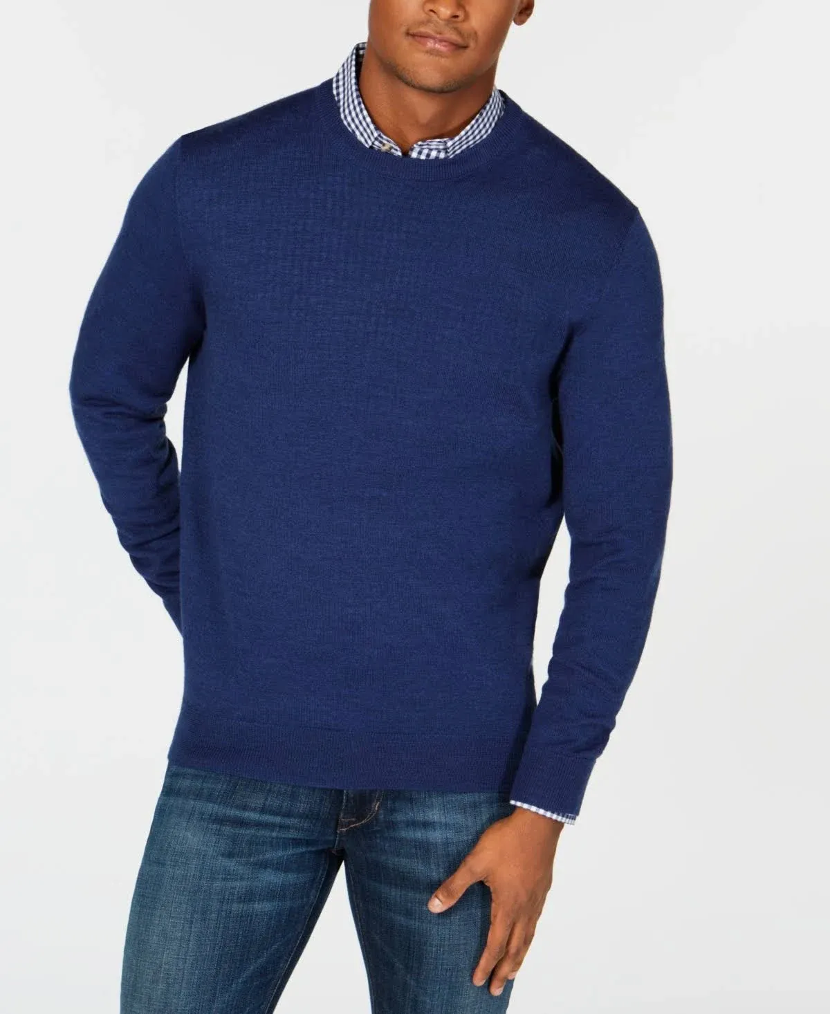 Shop Club Room Men's Solid Crew Neck Merino Wool Blend Sweater, Created For Macy's In Cherry