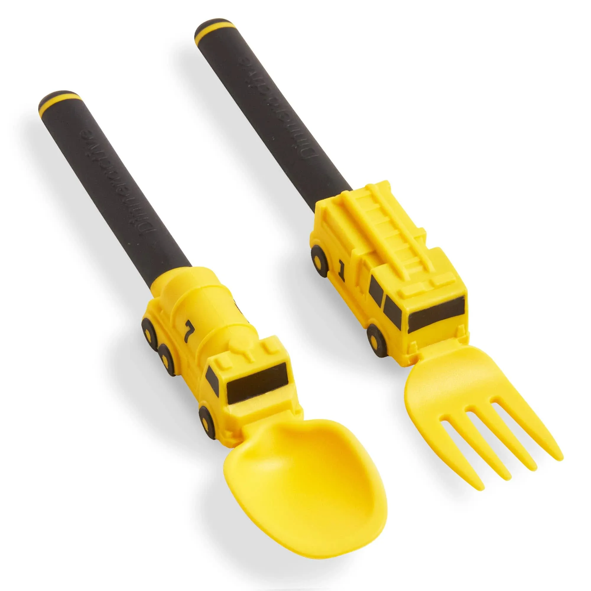 Dinneractive Utensil Set for Kids – Yellow Firefighter Themed Fork and Spoon for ...