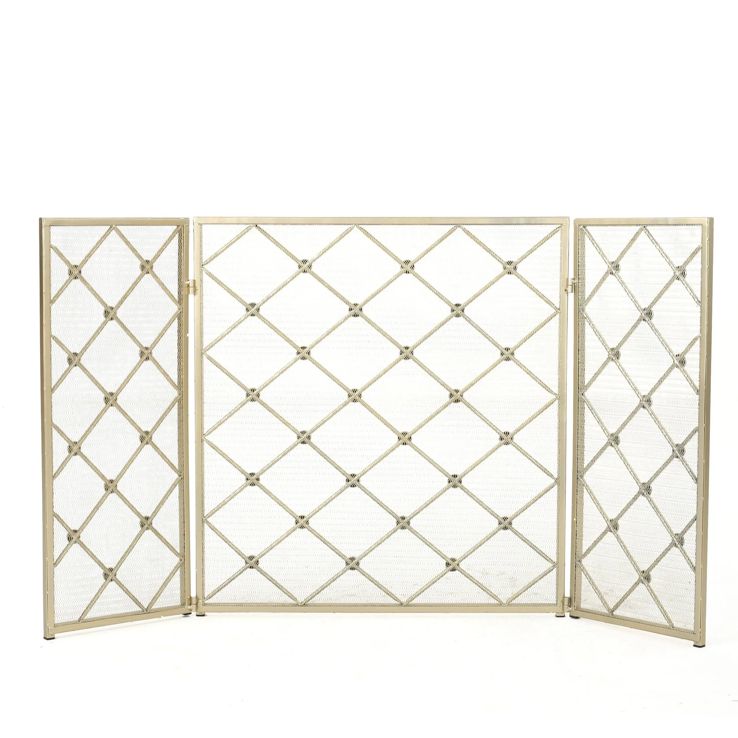 Christopher Knight Home Chelsey 3 Panelled Iron Fireplace Screen, Gold