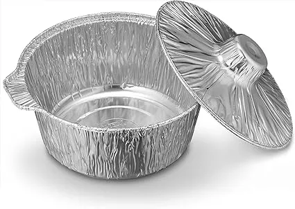 Jet Foil Aluminum Round Foil Pot With Lid For Thanksgiving - Multi-use Disposable Pot cookware - Pot Container for Camping - Perfect for Stove Baking - 4Qtz - Medium - 4 Count