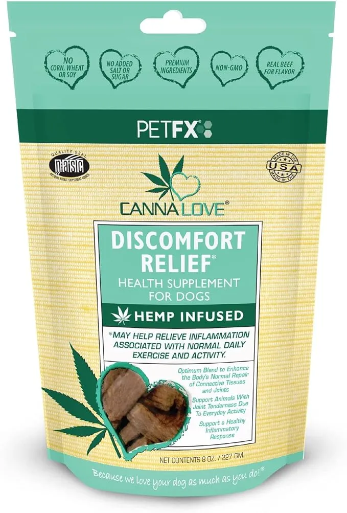 PetFX CannaLove Discomfort Relief Hemp Infused Supplement Sticks - 8oz Bag, Doctor Formulated