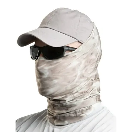 Aqua Design Fishing Hunting Masks Neck Gaiters for Men and Youth: UPF 50+ Sun Mask Protection: Camo Half Face Cover Balaclava Bandana: Pacific Sand size L