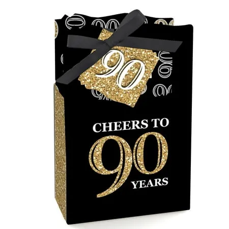 Big Dot of Happiness - Adult 90th Birthday - Gold - Birthday Party Favor Boxes - Set of 12