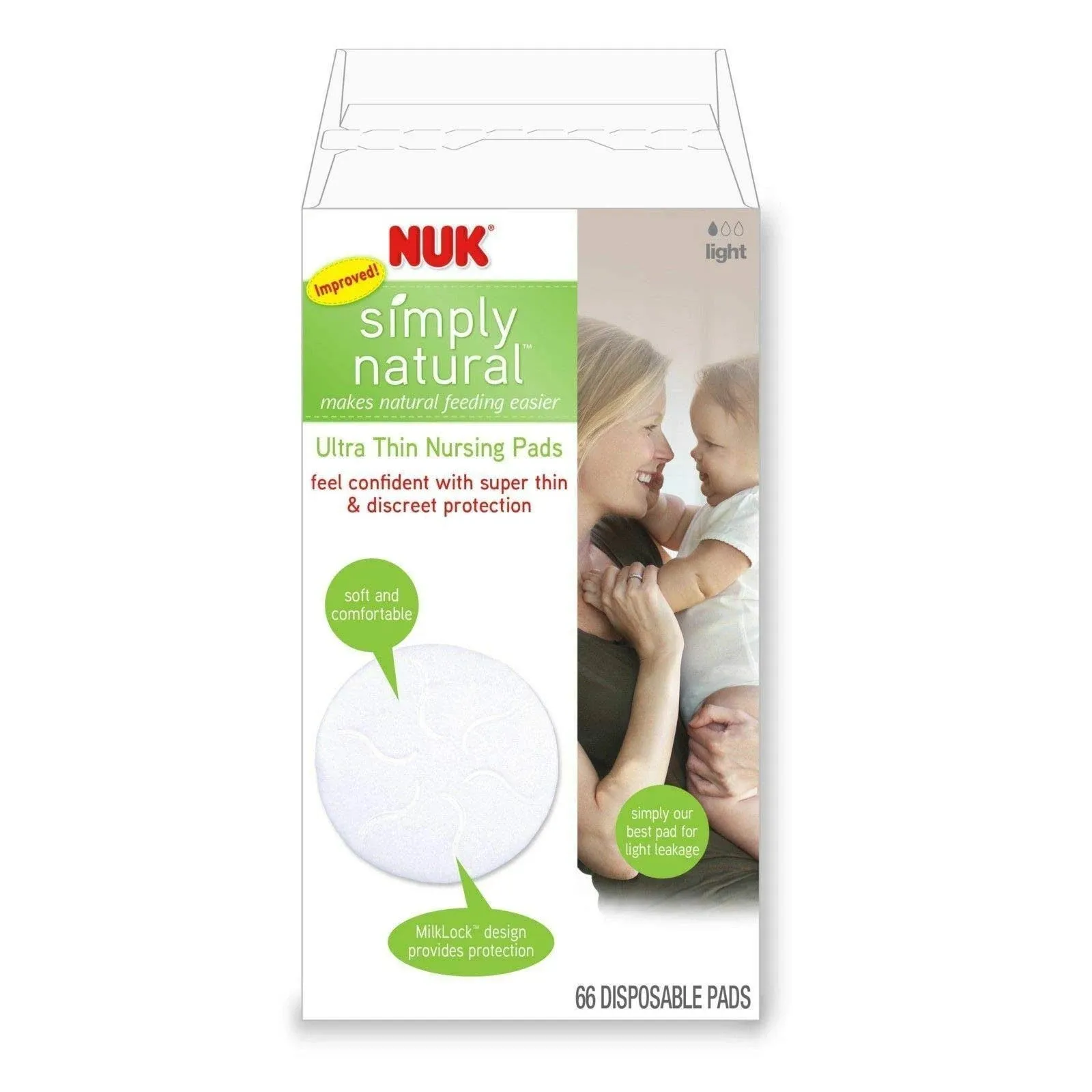 NUK Ultra Thin Disposable Nursing Pads, 66 Count (Pack of 2)