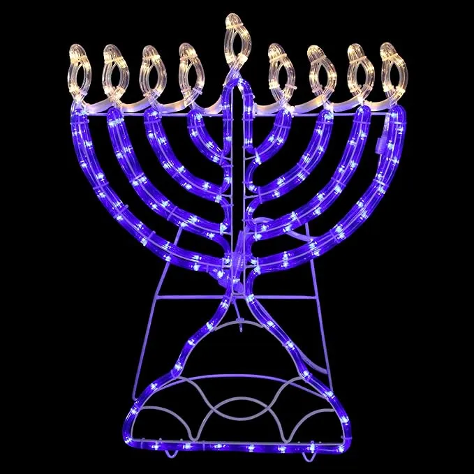 Northlight 150 Clear and Blue LED Hanukkah Menorah Rope Lights - 1.4 ft White Wire