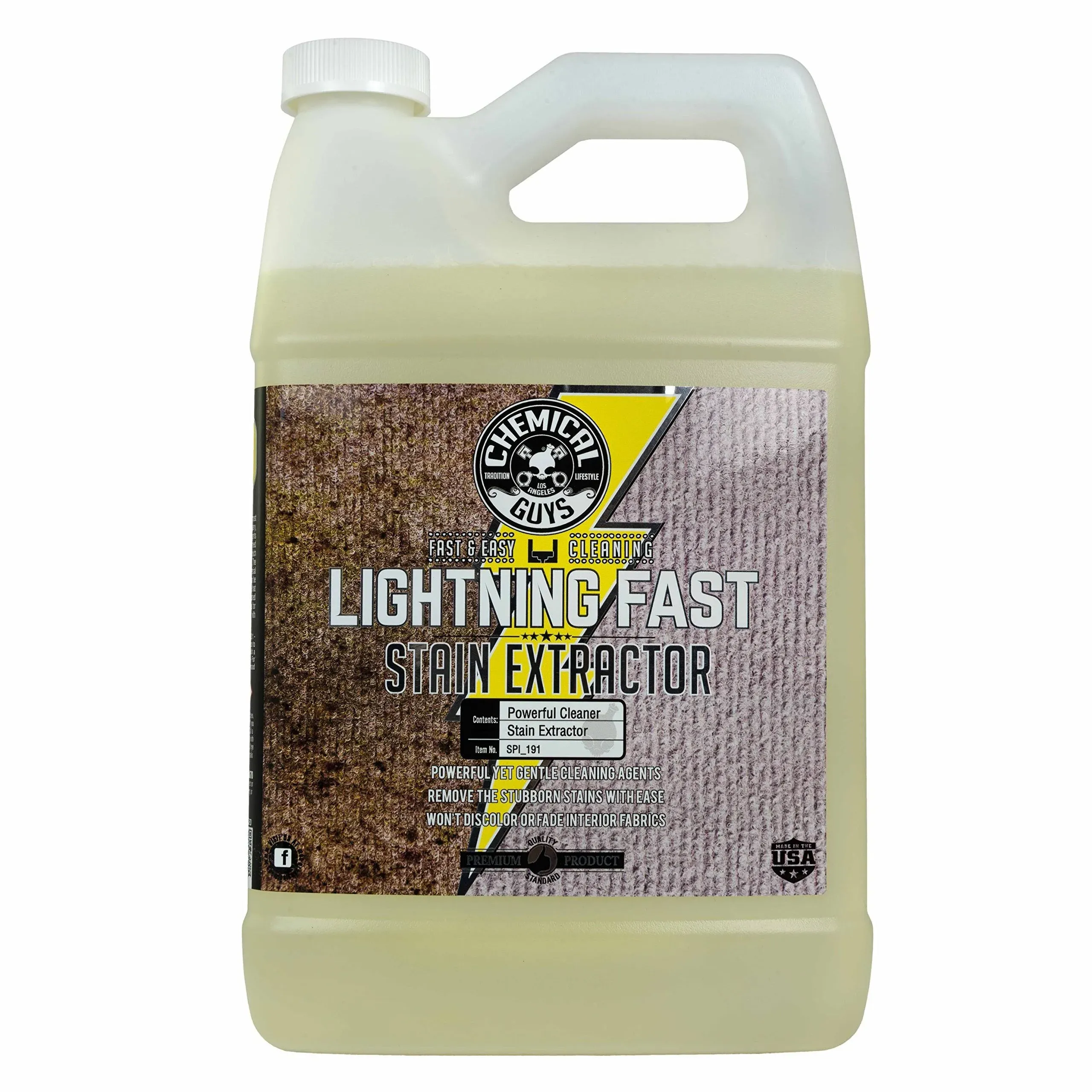 Chemical Guys SPI_191 Lightning Fast Carpet and Upholstery Stain Extractor,(Fabric, Upholstery, & Carpet), Safe for Cars, Home, Office, Furniture & More, 128 fl oz (1 Gallon), Fresh Scent