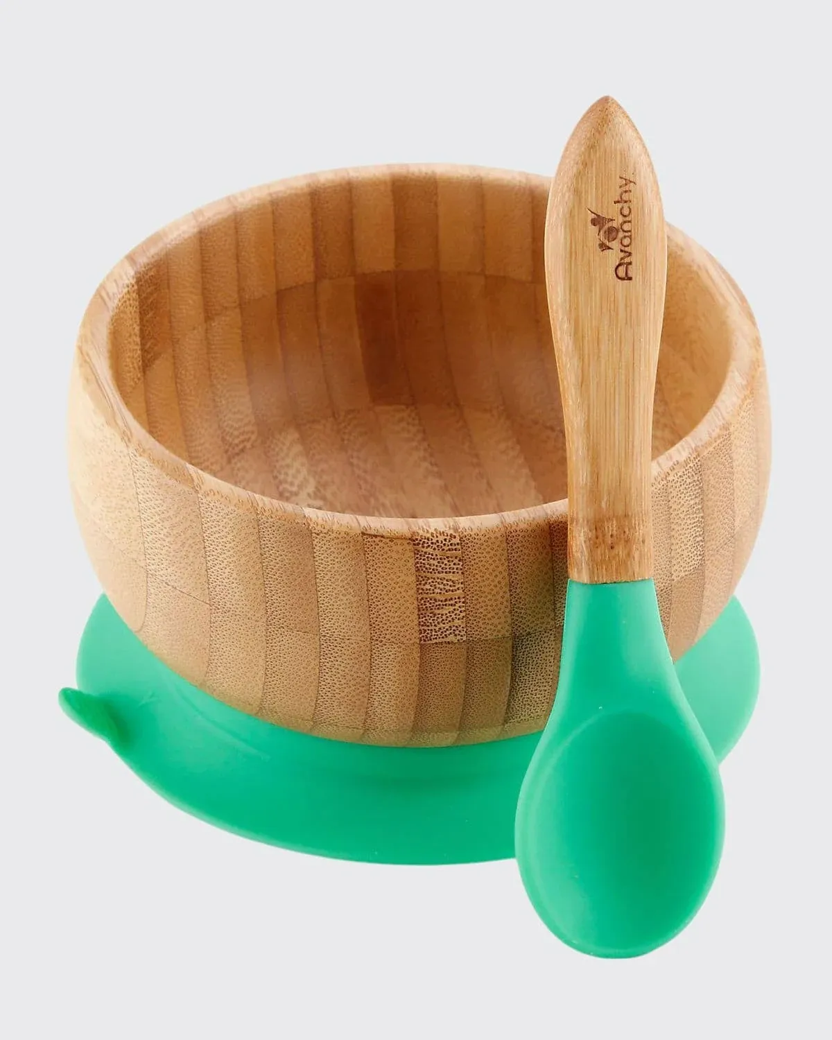 Avanchy - Bamboo Suction Baby Bowl + Spoon - Green