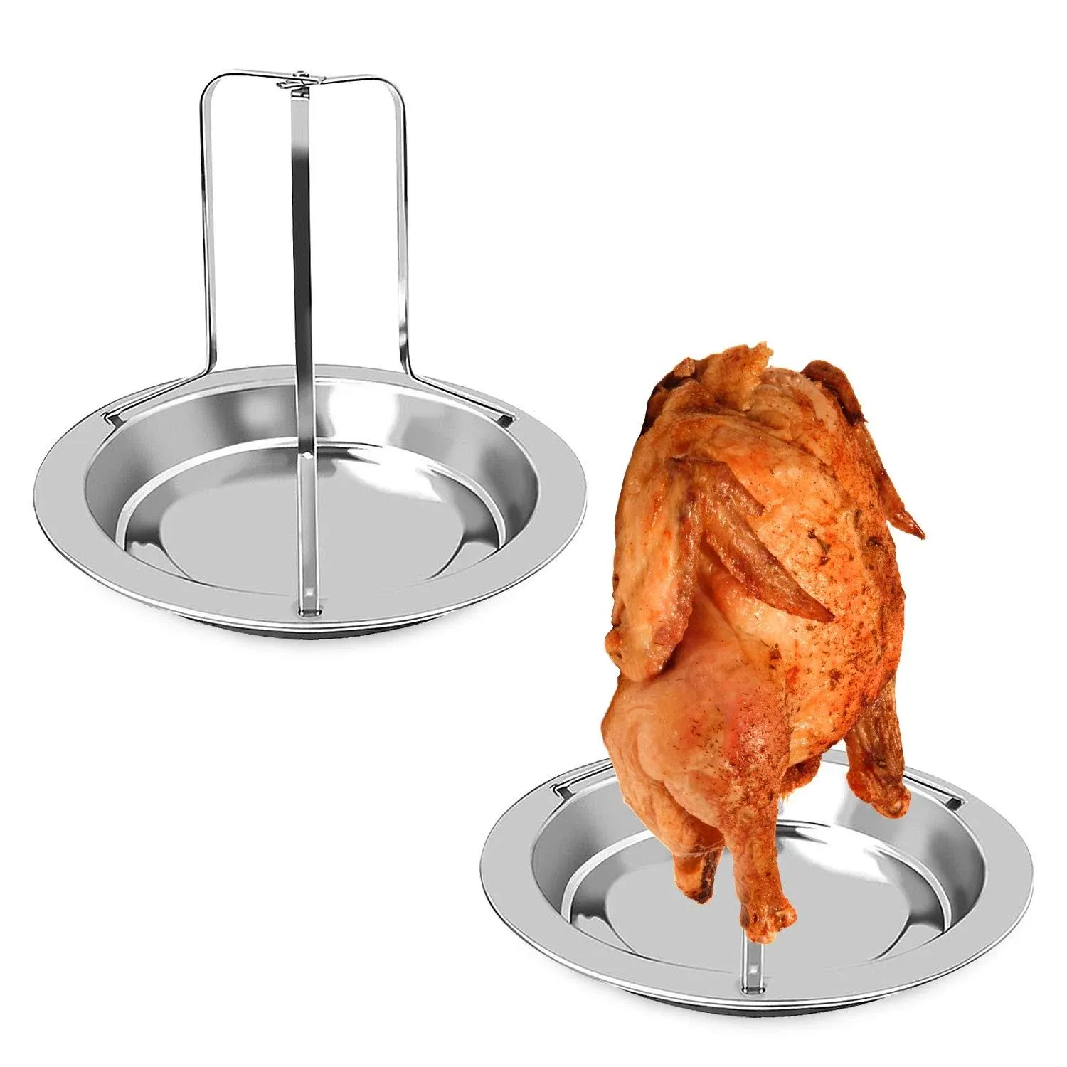 Coobbar Chicken Roaster Rack,2 Pack Stainless Steel Beer Can Chicken Holder Vertical Roaster Rack Chicken Roasting Rack Roasting Pan for Grill Oven