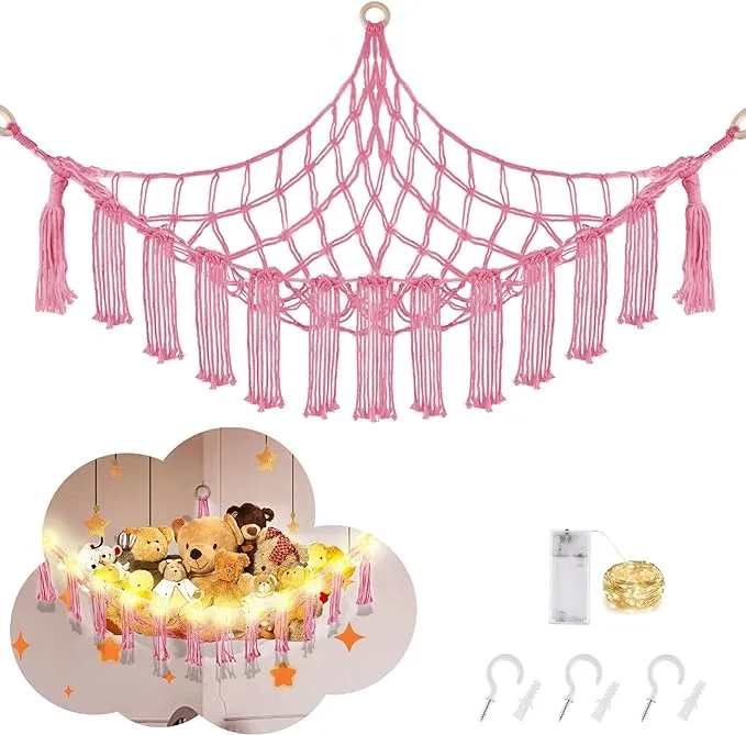 Baby Buddy Up and Away Kids Stuffed Animal Toy Hanging Net Hammock Storage Organizer Organize Kids Toys and Gear Pink 1 Pack