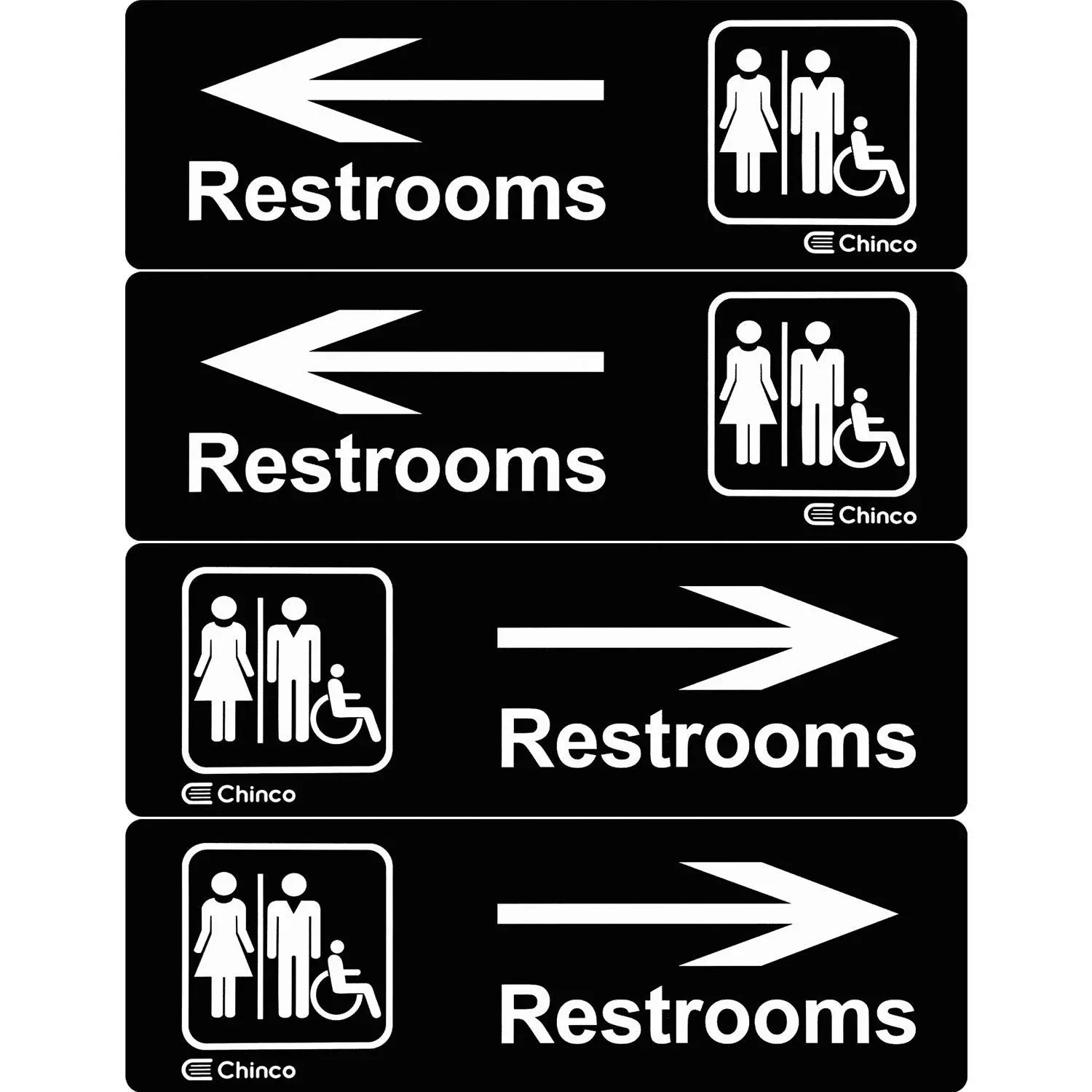 4 Pieces Acrylic Plastic Restrooms Sign Restroom Directional Sign Men Women Wheelchair Restroom Sign with Arrow for Office Restaurants Hotels