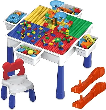 PicassoTiles Large Building Blocks Activity Center Table & Chair Set