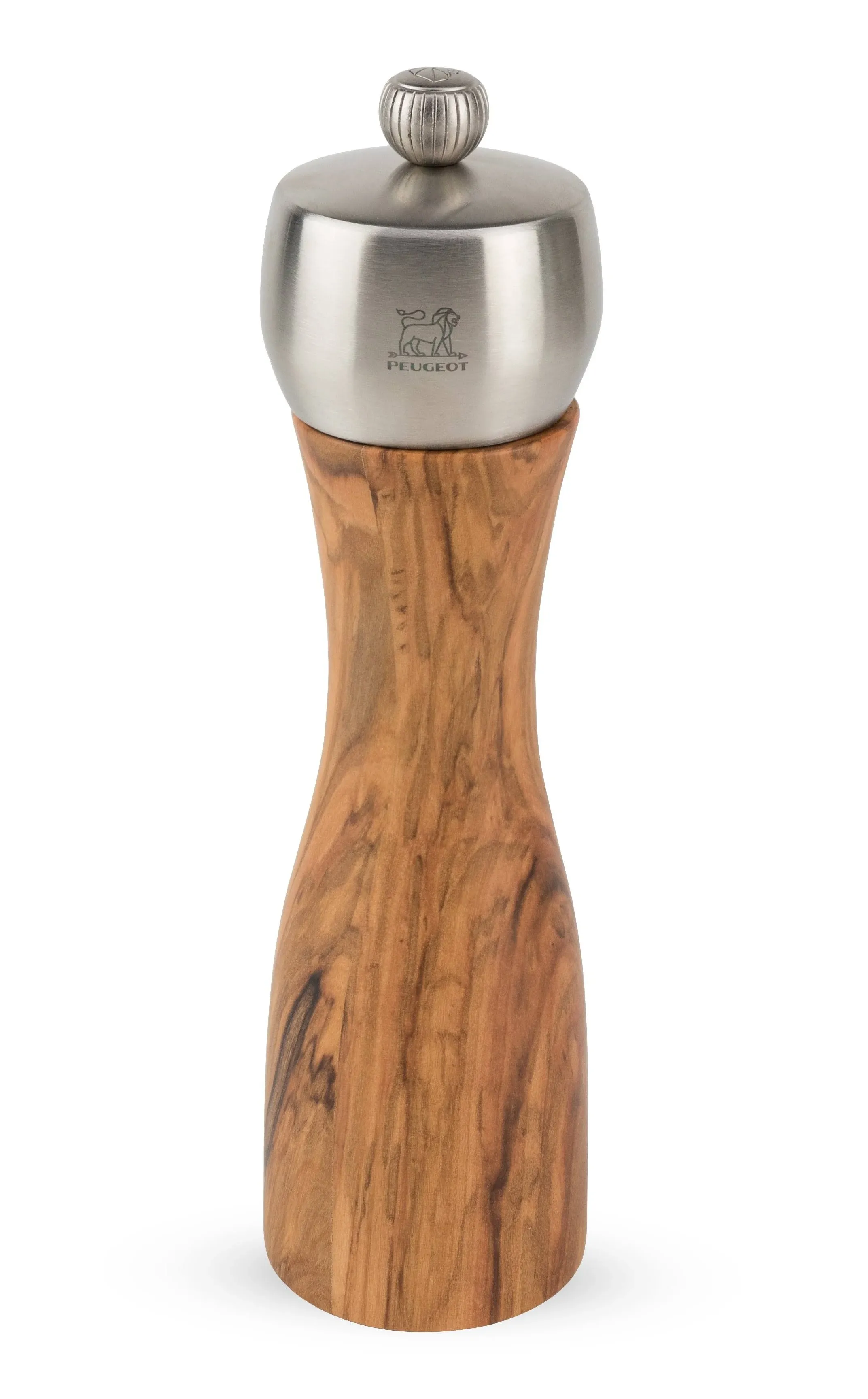 Peugeot - Fidji Manual Salt Mill - Adjustable Grinder - Olive Wood and Stainless Steel, Natural, 6 Inch