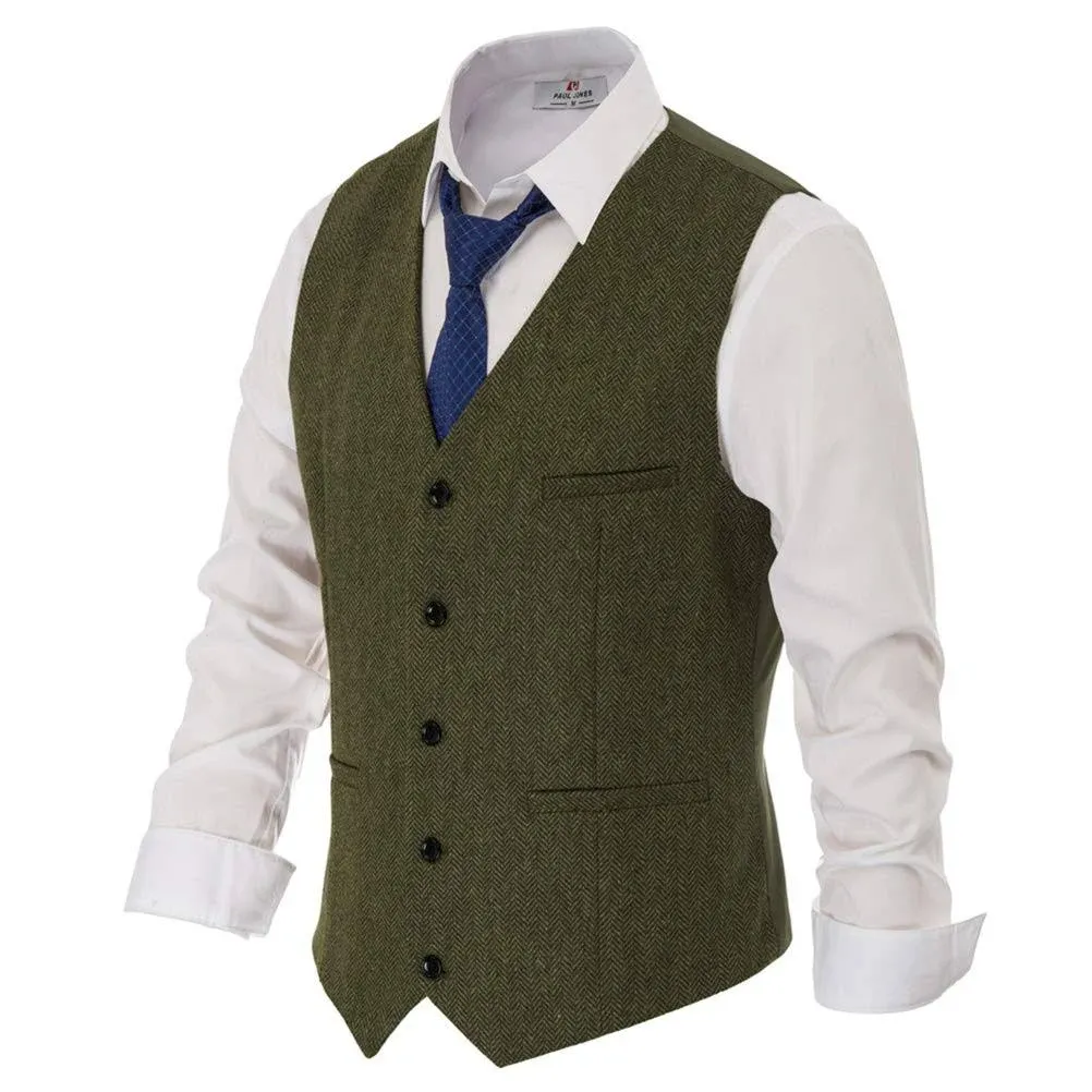 Pj Paul Jones Men's Casual Wool Blend Tweed Suit Vest