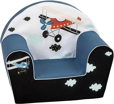 DELSIT Toddler Chair &amp; Kids Armchair with Removable Cover - Midnight Plane