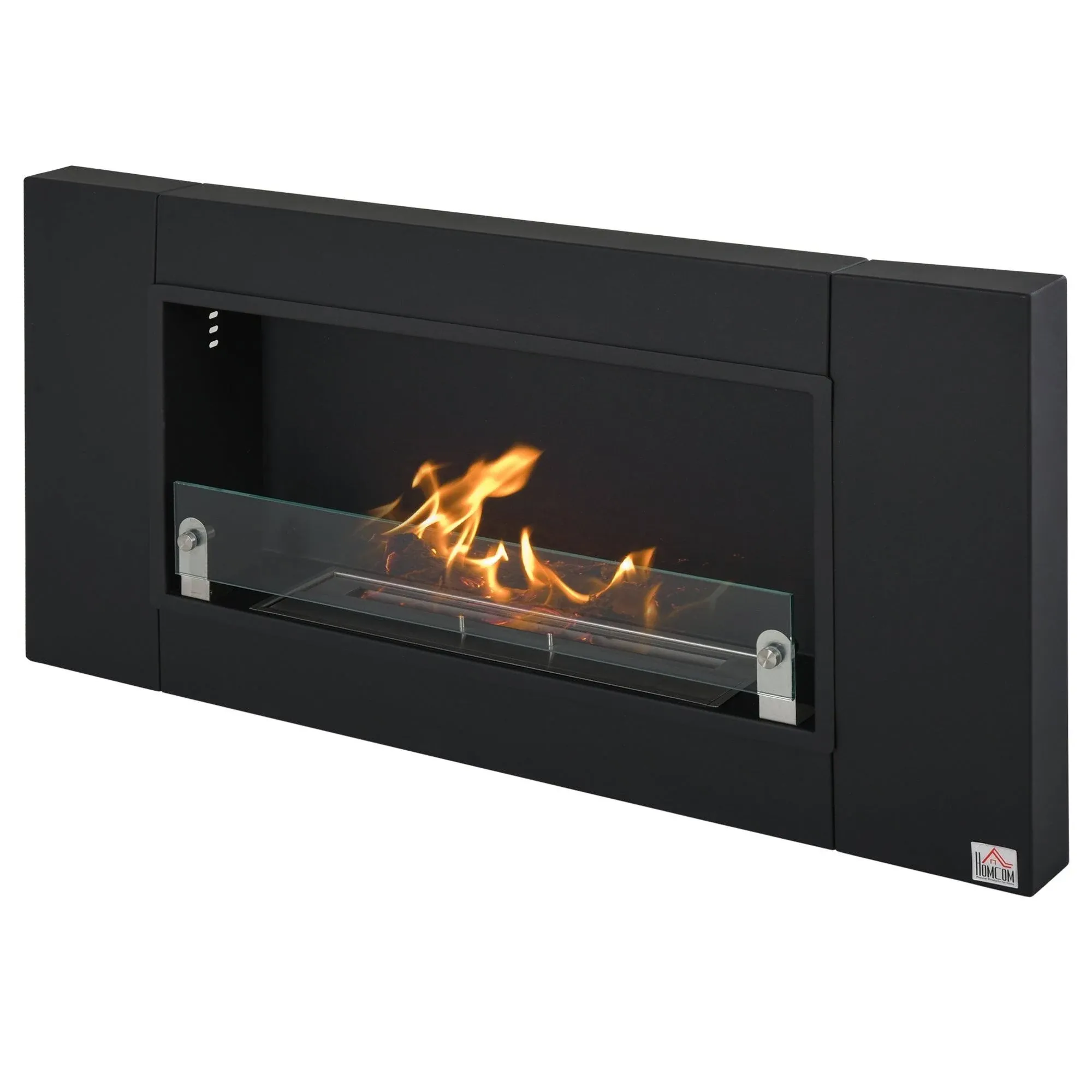 Wall Inserted Clean Burning Ethanol Fireplace Heater with Real Flames Black