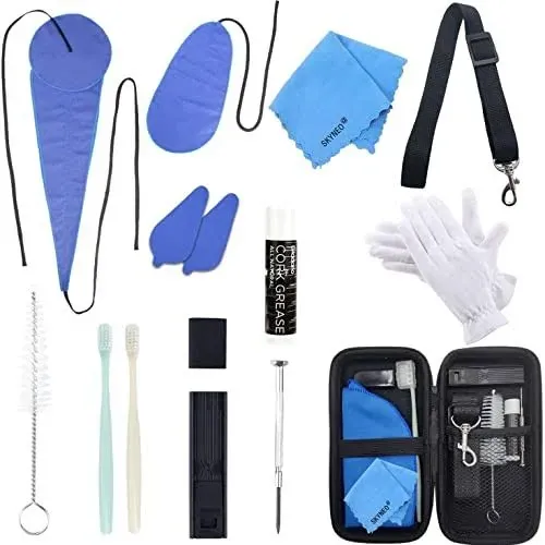 Saxophone Cleaning Kit Maintenance Cork Grease Swab Strap Cloth Reed Case Thumb