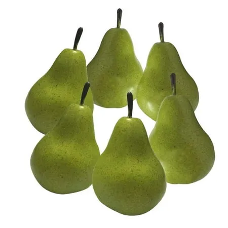 6pcs Fake Pears Artificial Fruits Vivid Green Pear for Home Fruit Shop Supermarket Desk Office Restaurant Decorations Or Props (Green)