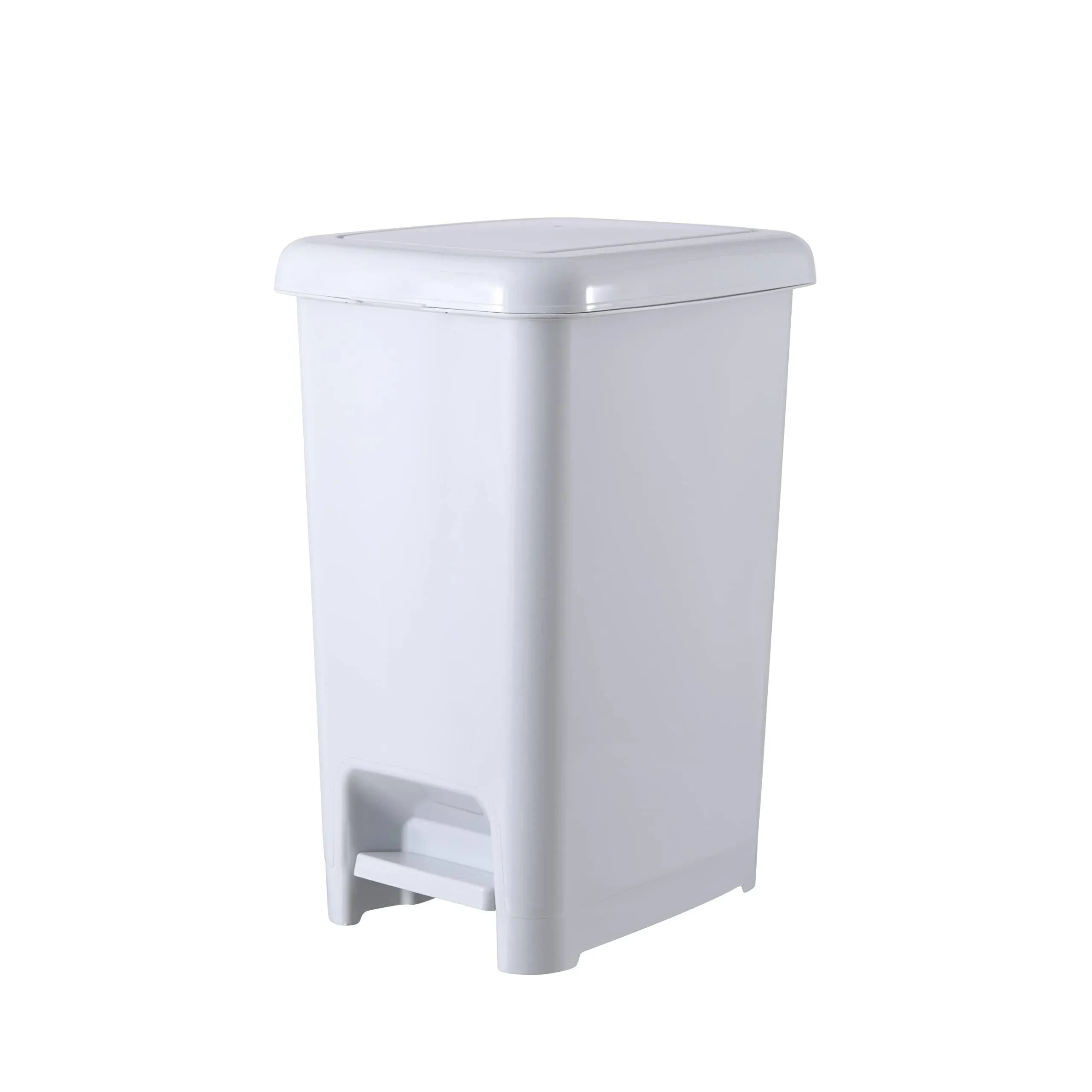 Superio 6.5 gal. White Smoke Plastic Slim Pedal Step on Trash Can