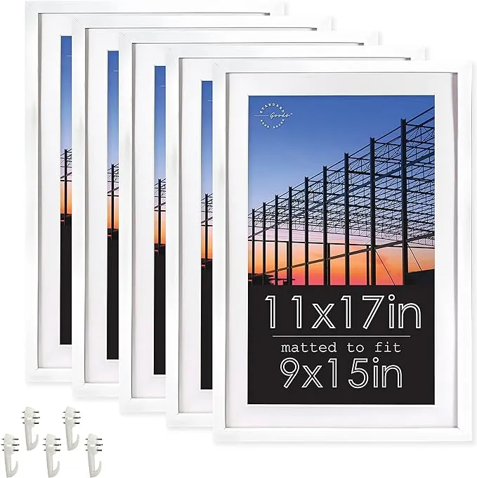 Standard Goods Home Décor Linear Picture Frame 5-Pack, White for Wall, Horizontal or Vertical Display (11x17)