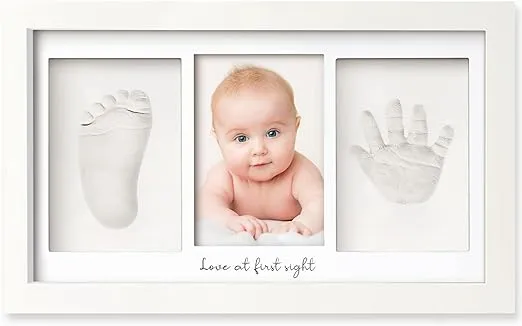 Baby Hand and Footprint Kit - Baby Footprint Kit, Newborn Keepsake Frame, Baby Handprint Kit, Personalized Baby Gifts, Nursery Decor, Baby Shower Gifts for Girls Boys (Alpine White)