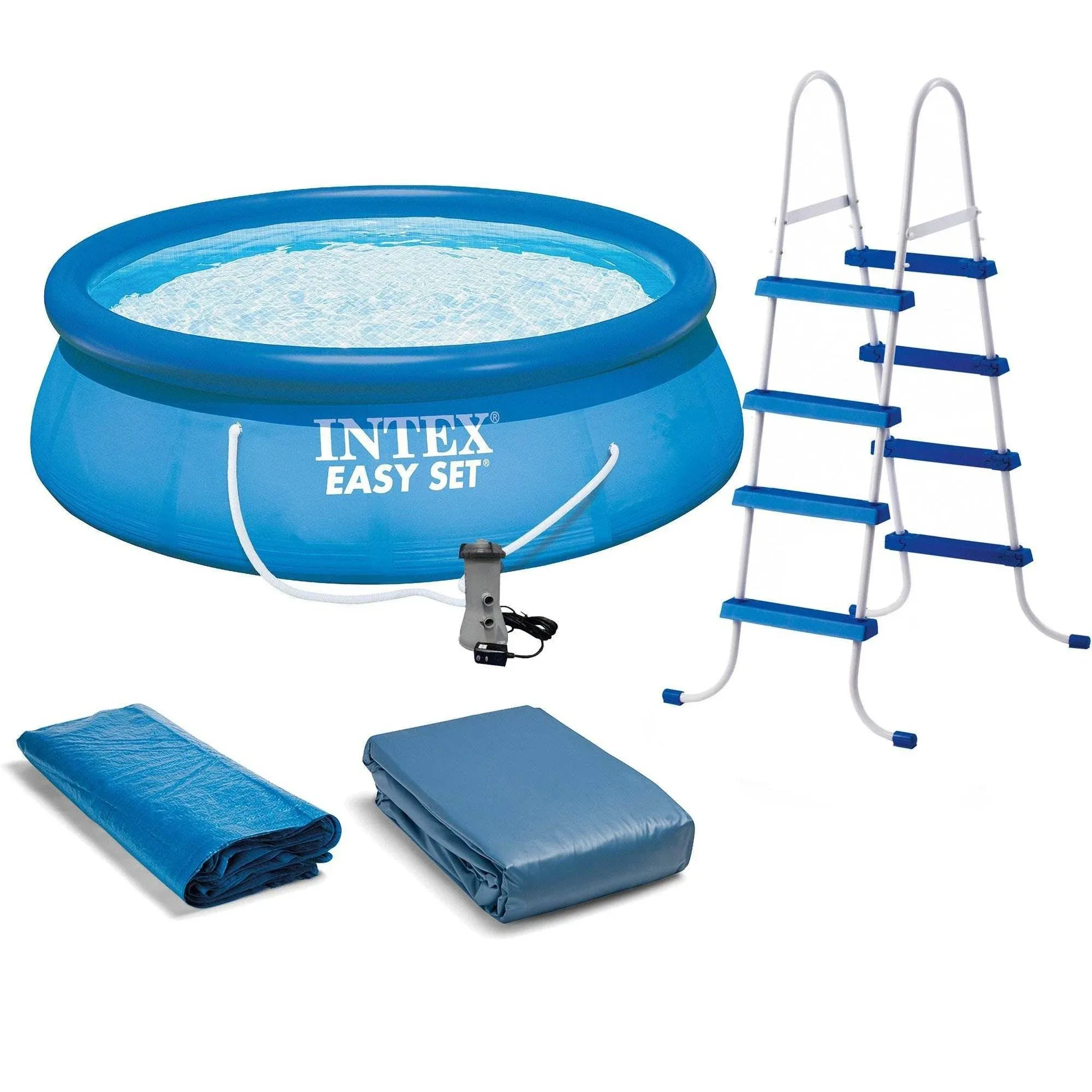 Intex - 15' x 4’ Inflatable Pool, Ladder, Pump and Hydrotools Chlorine Dispenser