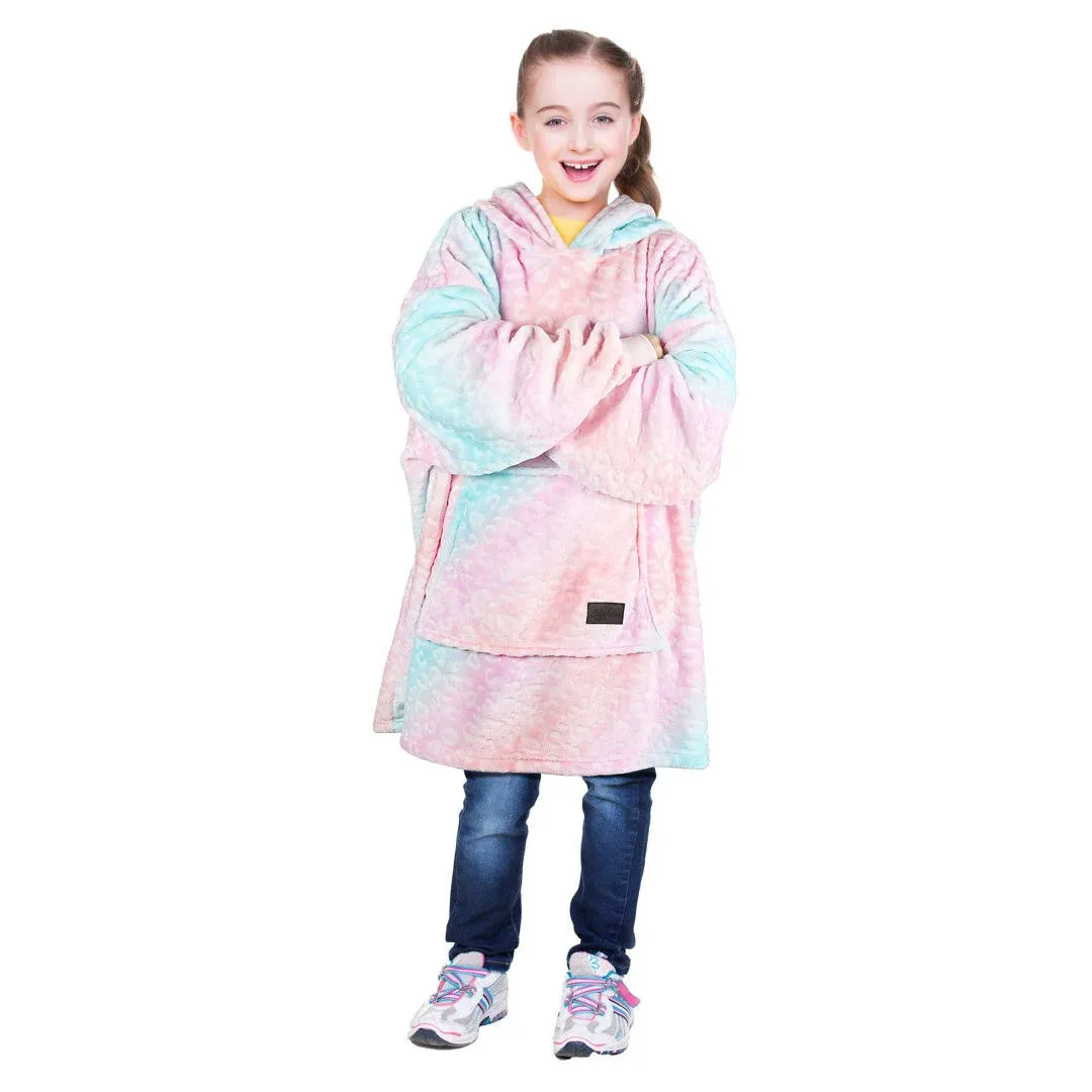 Catalonia Rainbow Unicorn Oversized Blanket Hoodie Sweatshirt for Kids, Wearable Fleece Pullover with Large Front Pocket, Teen Boys Girls Gift