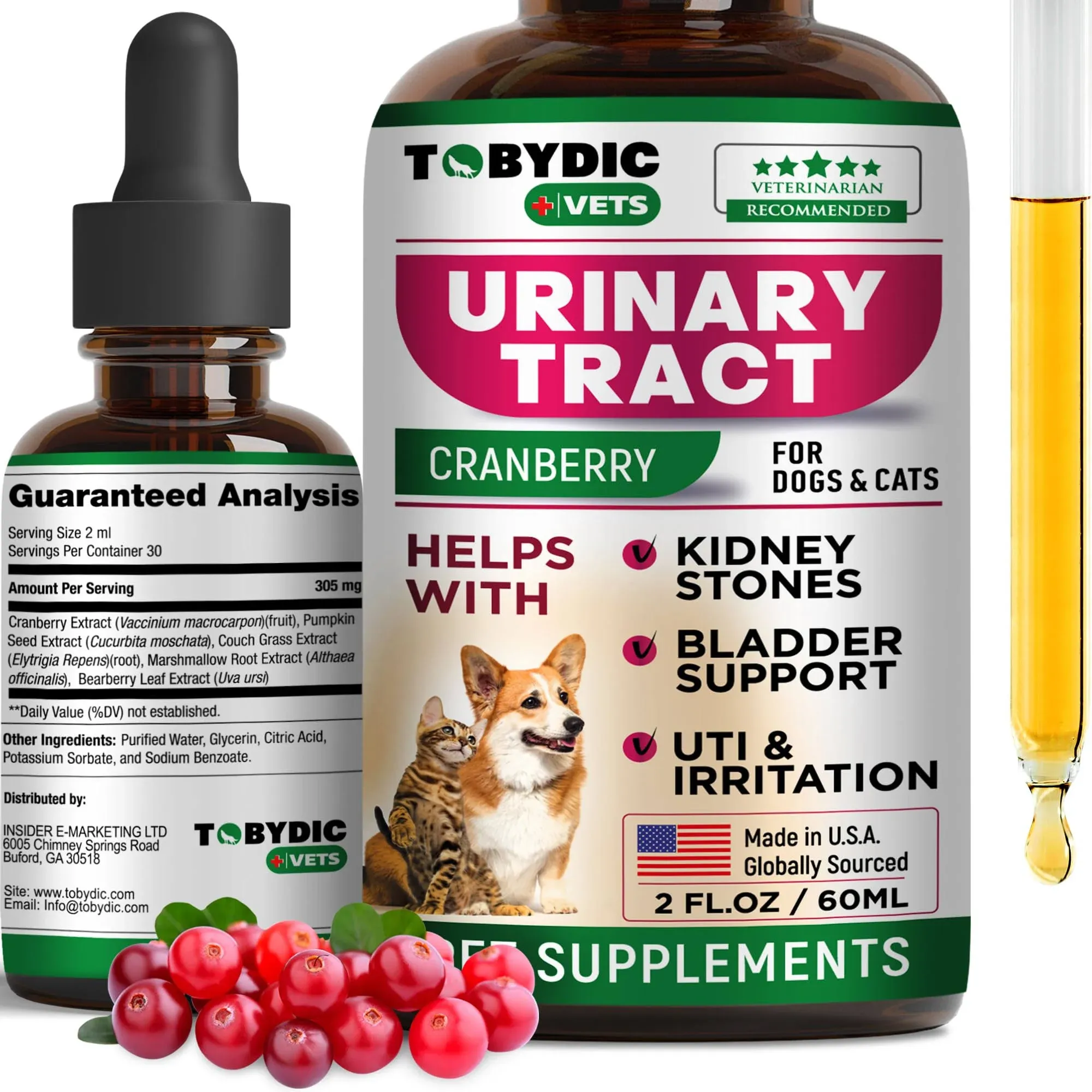 Cat &amp; Dog Natural UTI Medicine &amp; Urinary Tract Infection Treatment with Cranb...