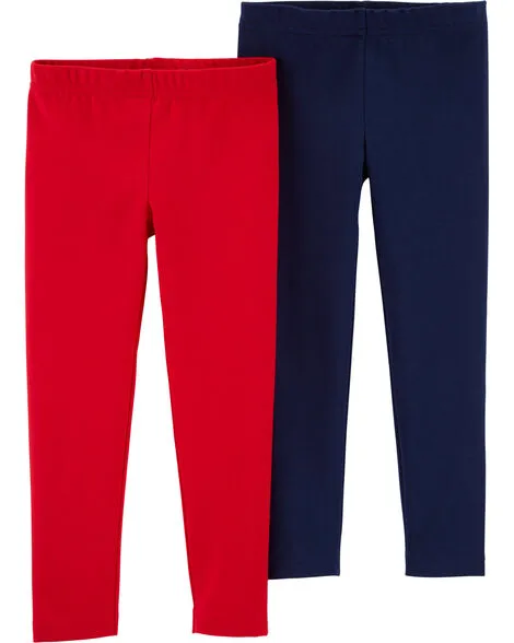 Toddler 2-Pack Red & Navy Leggings