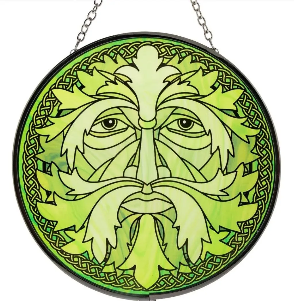 Glass Suncatcher 6in - Green Man Celtic